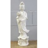 A Blanc de Chine figure of a Chinese lady, a/f, 53cm