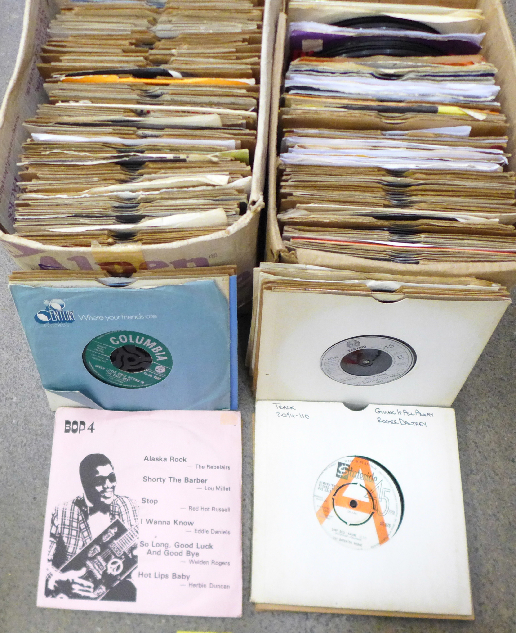 Two boxes of 1950's and 1960's 7" vinyl singles