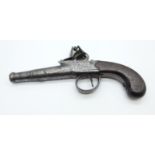 An early George III flintlock pistol, c1770, marked Jenings Gloster, with cannon turn-off barrel,