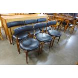 A set of six G-Plan Fresco teak and black vinyl chairs