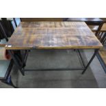 An industrial style metal based table