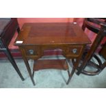 A small Edward VII inlaid mahogany two drawer side table