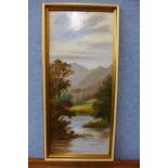 S. Stewart, mountain scene, oil on board, dated 1880, framed