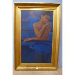 Saint-Paul, modernist portrait of ballerinas, oil on board, dated 1970, framed