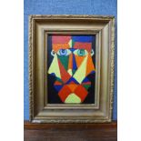 * Sinclair (British Cubist School), mans head, oil on board, framed