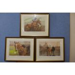 A set of three signed Roger Luman limited edition horse racing prints, framed