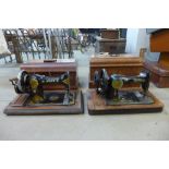 A vintage Jones cased sewing machine and another