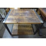 An industrial style metal based table