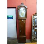 A George III Lancashire oak 8 day longcase clock, the 12 inch arched brass dial signed Raynor, Bury
