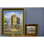 Two Parisian scenes, oil on canvas, framed