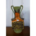 A large West German orange and green glazed porcelain vase
