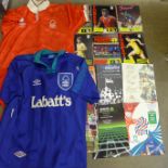 Three Nottingham Forest football shirts including two mid 1990's Labbatt's and a collection of