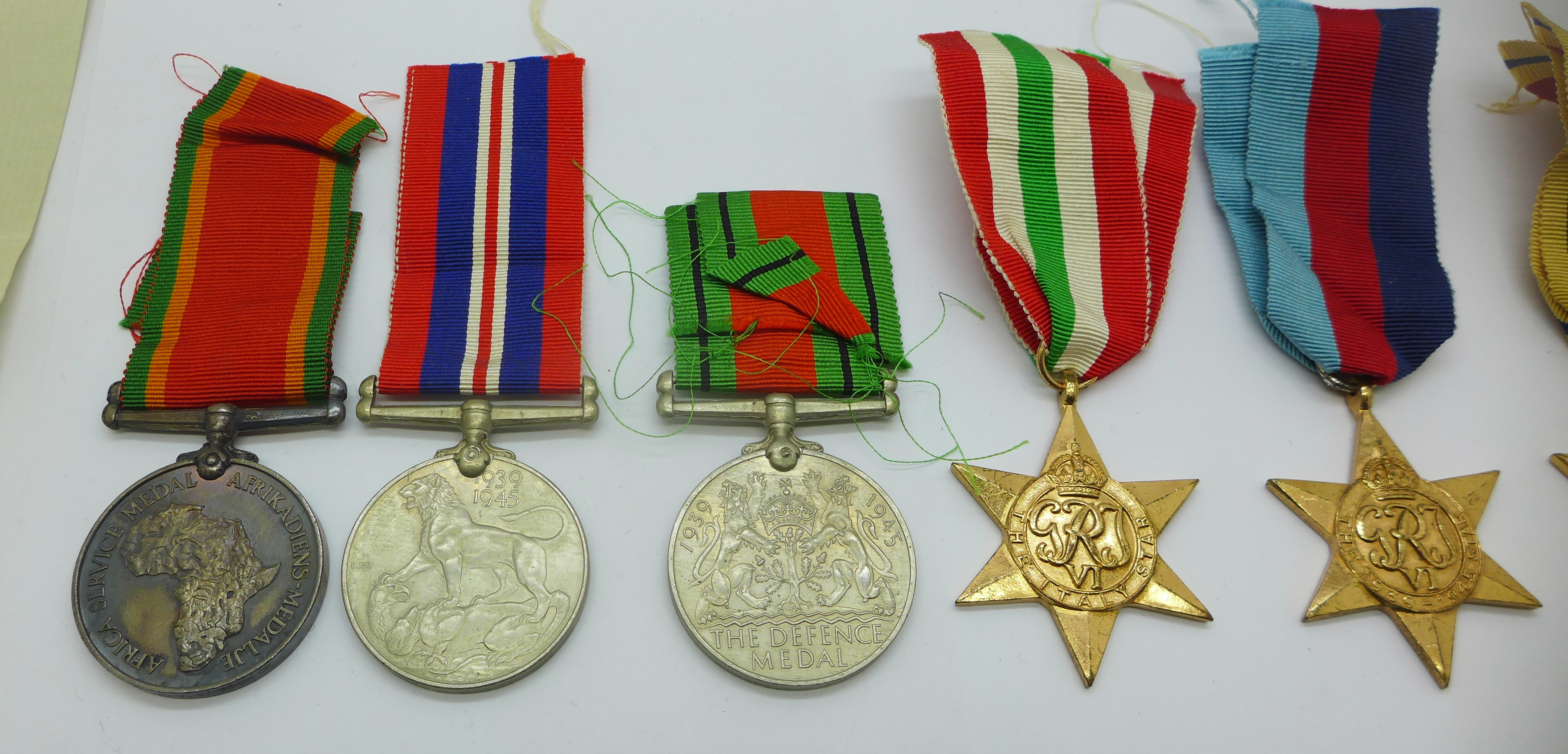 A set of six WWII medals including Africa Service Medal to 231231 D. W. O'Connor with original - Image 2 of 7