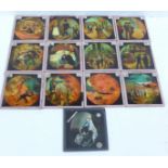 A set of twelve magic lantern slides and a magic lantern slide of Queen Victoria