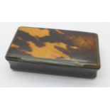 A horn and tortoiseshell tobacco box