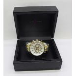 A Jasper Conran fashion chronograph wristwatch, with box and spare links