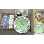 Three items of Maling Ware and a collection of Wedgwood china and three other items including