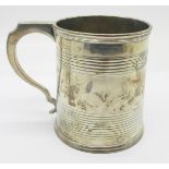 A George IV silver mug, worn London hallmark, 188g