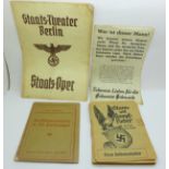 A German Third Reich Opera programme, British propaganda leaflet and one other