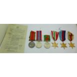 A set of six WWII medals including Africa Service Medal to 231231 D. W. O'Connor with original