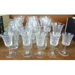 A large collection of Vintage Pall Mall Lady Hamilton etched glasses