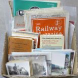 Railwayania; railway ephemera including postcards, Observer books, The Railway magazine for 1942 (