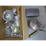 Walker and Hall flatware, other flatware and plated ware and a copper kettle **PLEASE NOTE THIS