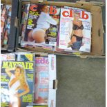 Three boxes of glamour magazines