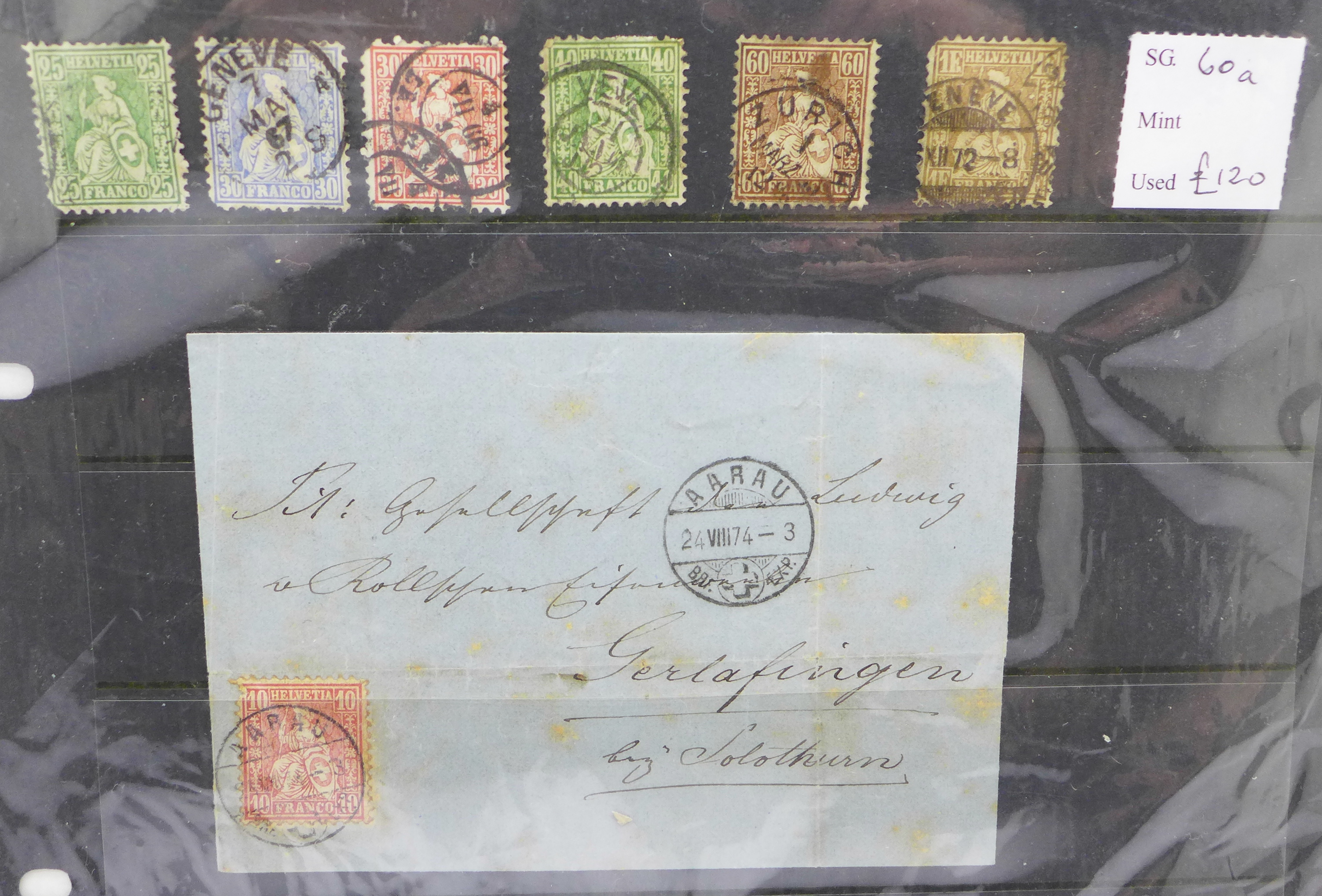 Stamps; Switzerland seated Helvetias on stock sheet - Image 3 of 3