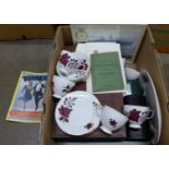 A set of six 1981 Royal Wedding glasses, Colclough tea ware, Nottingham ephemera, hip flask,