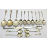 A collection of silver spoons, 280g