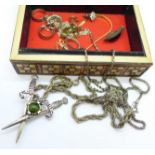 Costume jewellery in a Russian wooden box