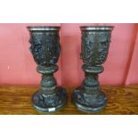 A pair of Japanese Meiji period bronze vases