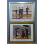 Two Jack Vettriano prints, framed