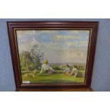 A Post Impressionist style print, summer landscape, framed