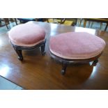 A pair of Victorian mahogany footstools
