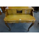 A French style inlaid walnut bonheur de jour