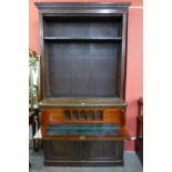 A Victorian oak secretaire bookcase