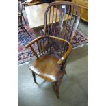 A 19th Century elm and beech Windsor highback armchair