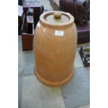 A terracotta rhubarb forcing pot, stamped Yorkshire Flower Pots