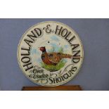 A Holland & Holland Shotguns painted wooden advertising sign