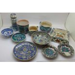 A collection of mid-20th Century Jerusalem Armenian pottery, eleven pieces, one dish a/f