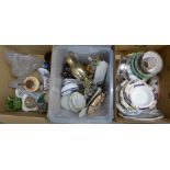 Three boxes of assorted china, glass, figures, etc. **PLEASE NOTE THIS LOT IS NOT ELIGIBLE FOR