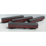 Four 00 gauge model railway carriages