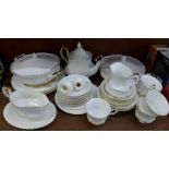 A Royal Albert Val D'or part dinner set and tea set, teapot lid and salt pot a/f