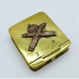 A WWI Machine Gun Corps trench art snuff box, named to J. Moss