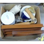 A box of kitchenalia and other items **PLEASE NOTE THIS LOT IS NOT ELIGIBLE FOR POSTING AND