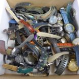 A box of mixed gentleman's fashion wristwatches
