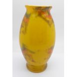 A French Muller Freres, Luneville, coloured glass vase, signed, 17.5cm