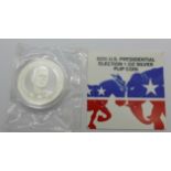 A 1oz fine silver Presidential Election flip coin, Joe Biden and Donald Trump, limited edition